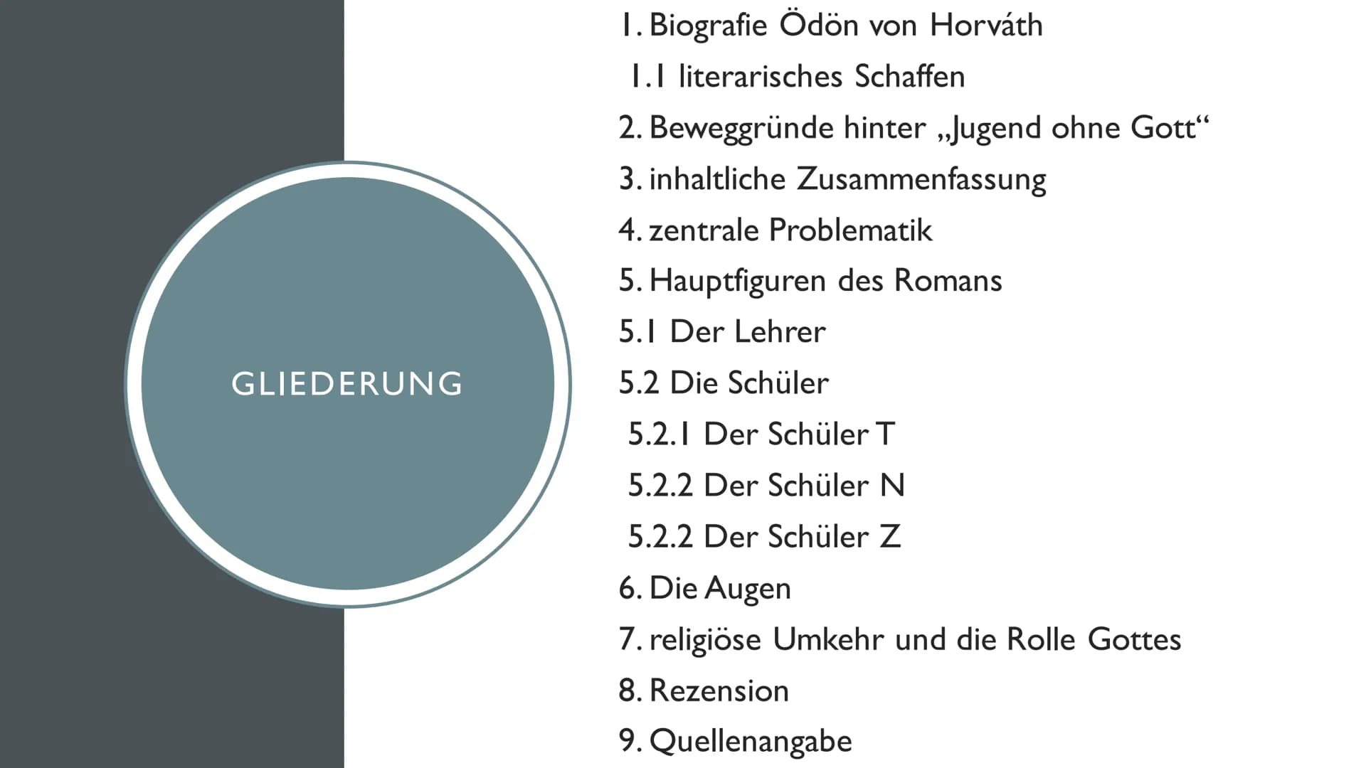 JUGEND OHNE GOTT
Ödön von Horváth GLIEDERUNG
1. Biografie Ödön von Horváth
I.I literarisches Schaffen
2. Beweggründe hinter ,,Jugend ohne Go
