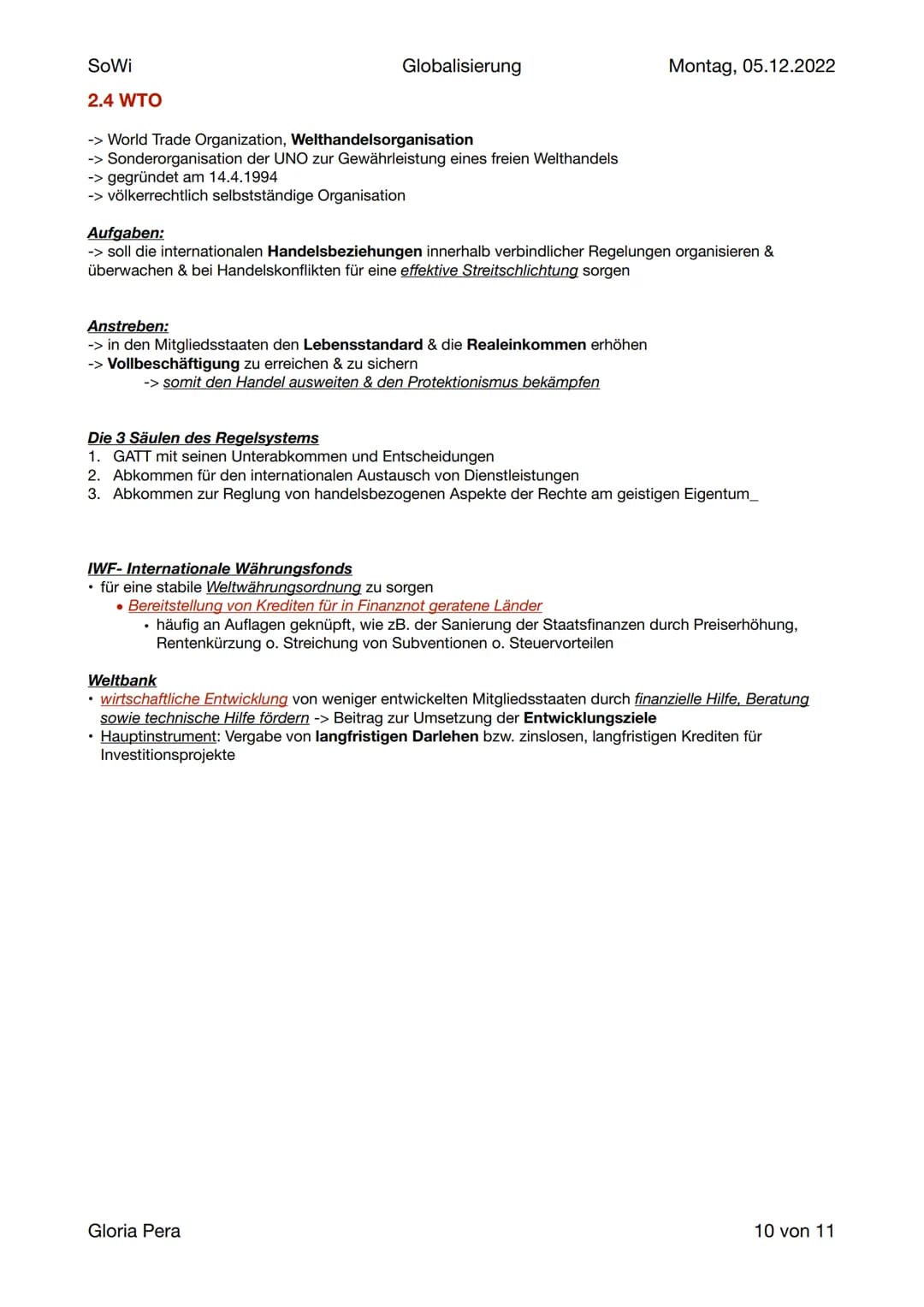 SoWi
Globalisierung
Lernzettel SoWi
Inhalt:
Globalisierung
1. Definition & Ursachen
2. Merkmale
3. Indikatoren
4. Chancen und Risiken d. wel