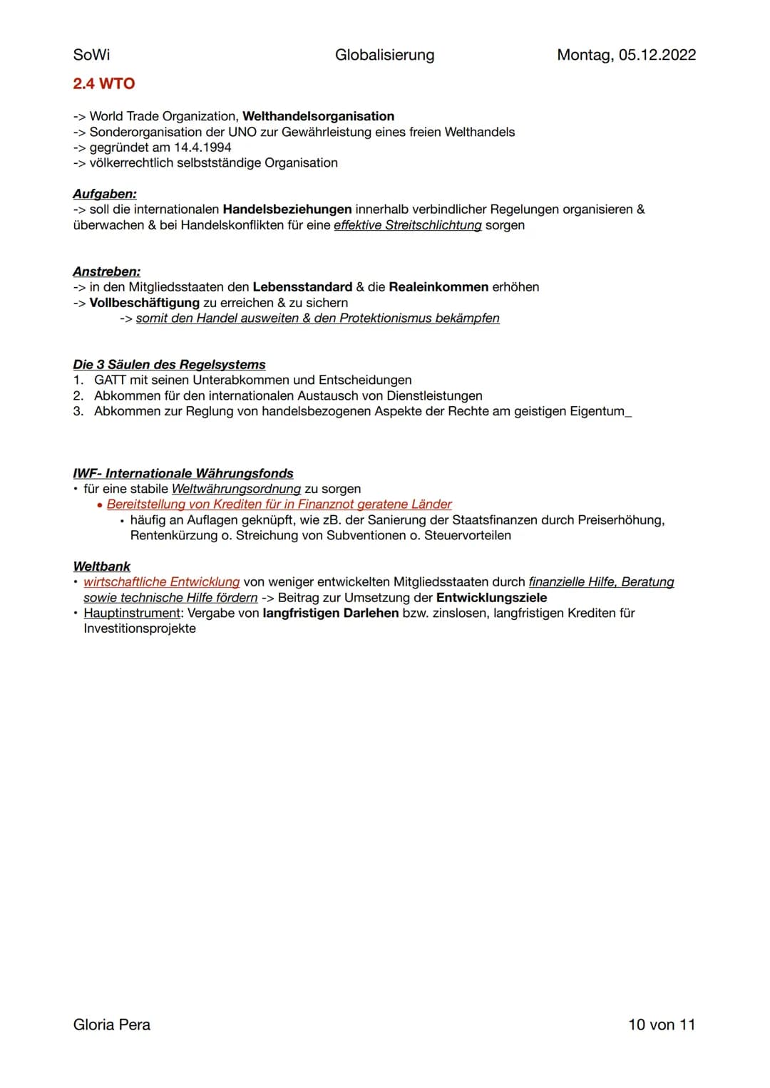 SoWi
Globalisierung
Lernzettel SoWi
Inhalt:
Globalisierung
1. Definition & Ursachen
2. Merkmale
3. Indikatoren
4. Chancen und Risiken d. wel