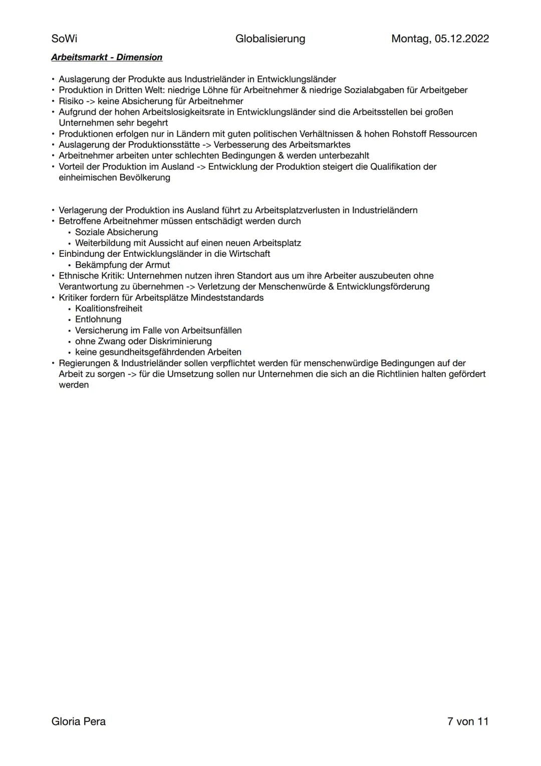 SoWi
Globalisierung
Lernzettel SoWi
Inhalt:
Globalisierung
1. Definition & Ursachen
2. Merkmale
3. Indikatoren
4. Chancen und Risiken d. wel