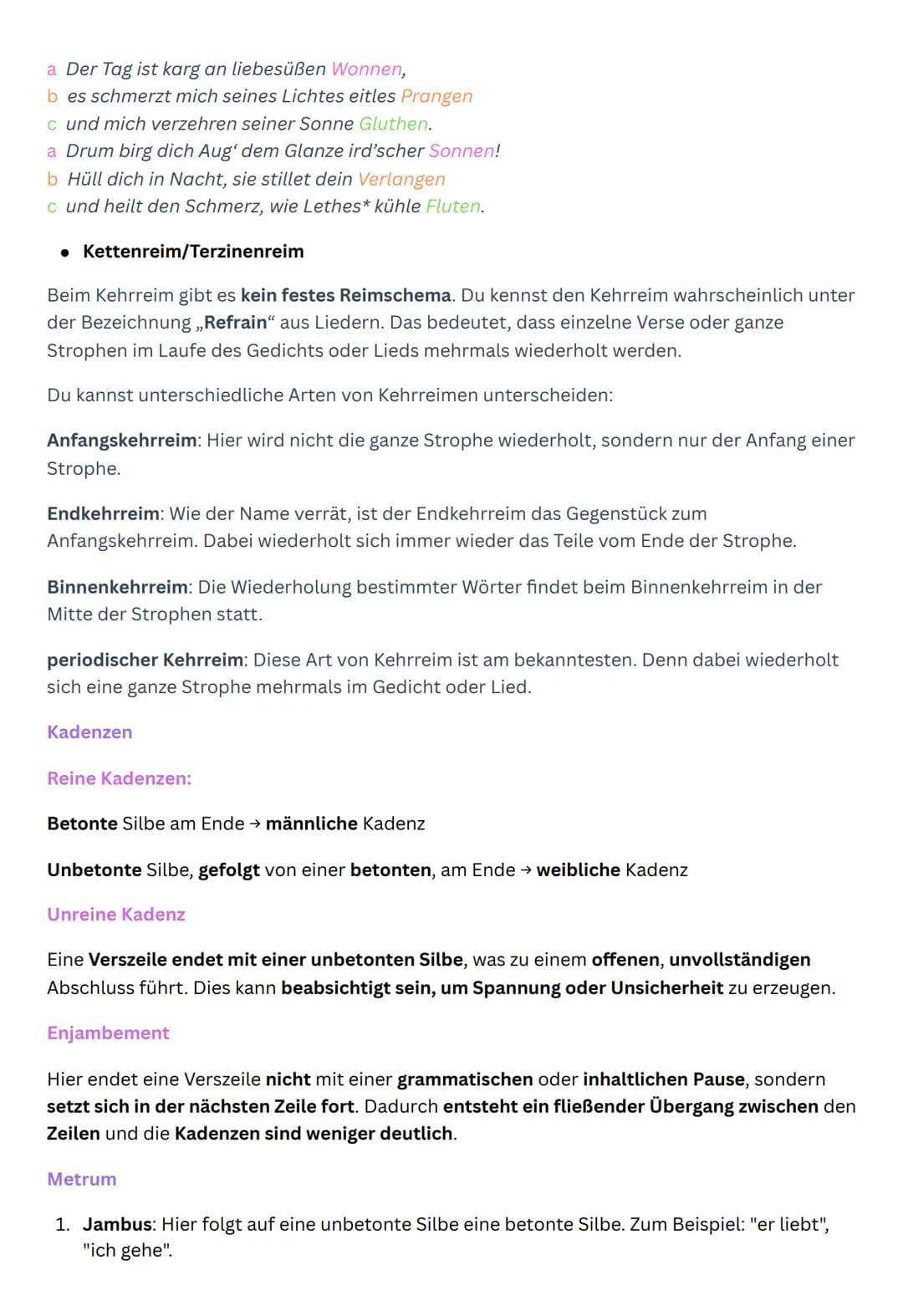 Formalen Aspekte
Gedichtsaufbau: Anzahl der Strophen und Verse
Reimschema
• Paarreim:
a Wer reitet so spät durch Nacht und Wind?
a Es ist de