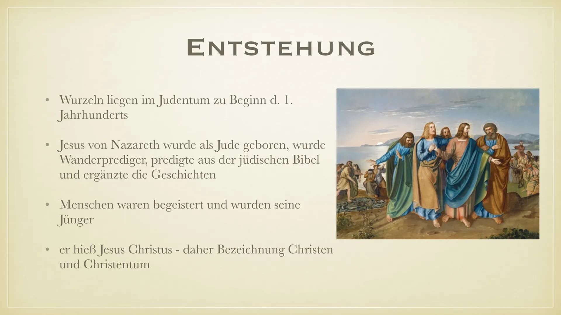 ,,VATER, IN DEINE HÄNDE LEGE
ICH MEINEN GEIST."
- JESUS VON NAZARETH DAS CHRISTENTUM
T GLIEDERUNG
Entstehung
Verbreitung
Propheten, Gottesbi