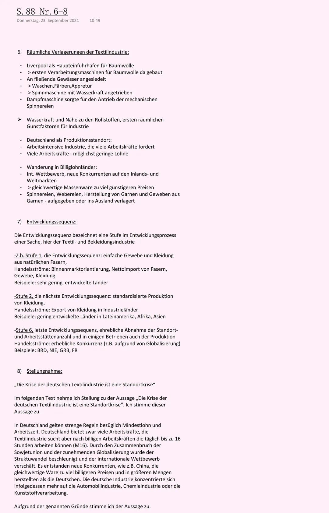 S. 88 Nr. 6-8
Donnerstag, 23. September 2021 10:49
6. Räumliche Verlagerungen der Textilindustrie:
Liverpool als Haupteinfuhrhafen für Baumw