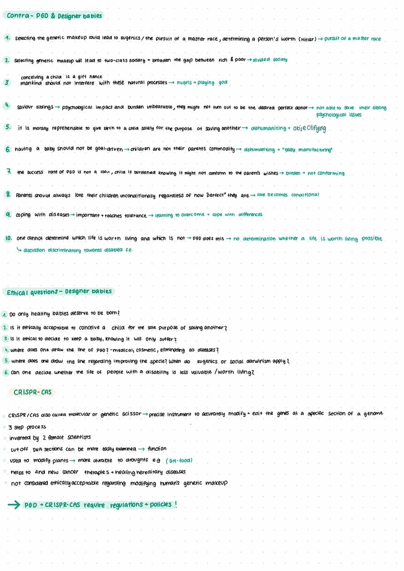 ENGLISCH LERNZETTEL
Designer babies-reproductive technology
- process of genetic selection + PGD for a higher IQ? -
PGD: (pre-implantation g