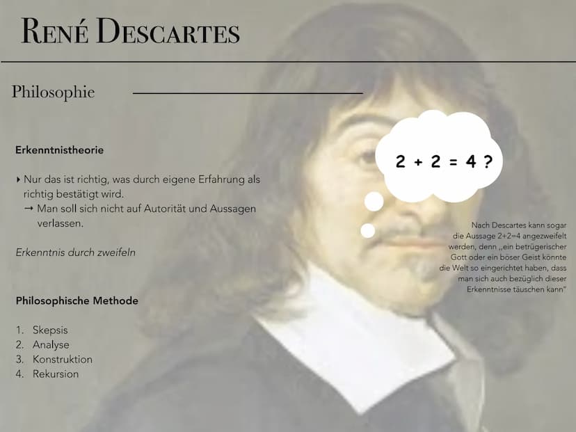 RENÉ DESCARTES
cogito ergo sum
Ein Philosoph, ein Mathematiker
und ein Wissenschafter.
Jolina Moeckel RENÉ DESCARTES
cogito ergo sum
• Leben