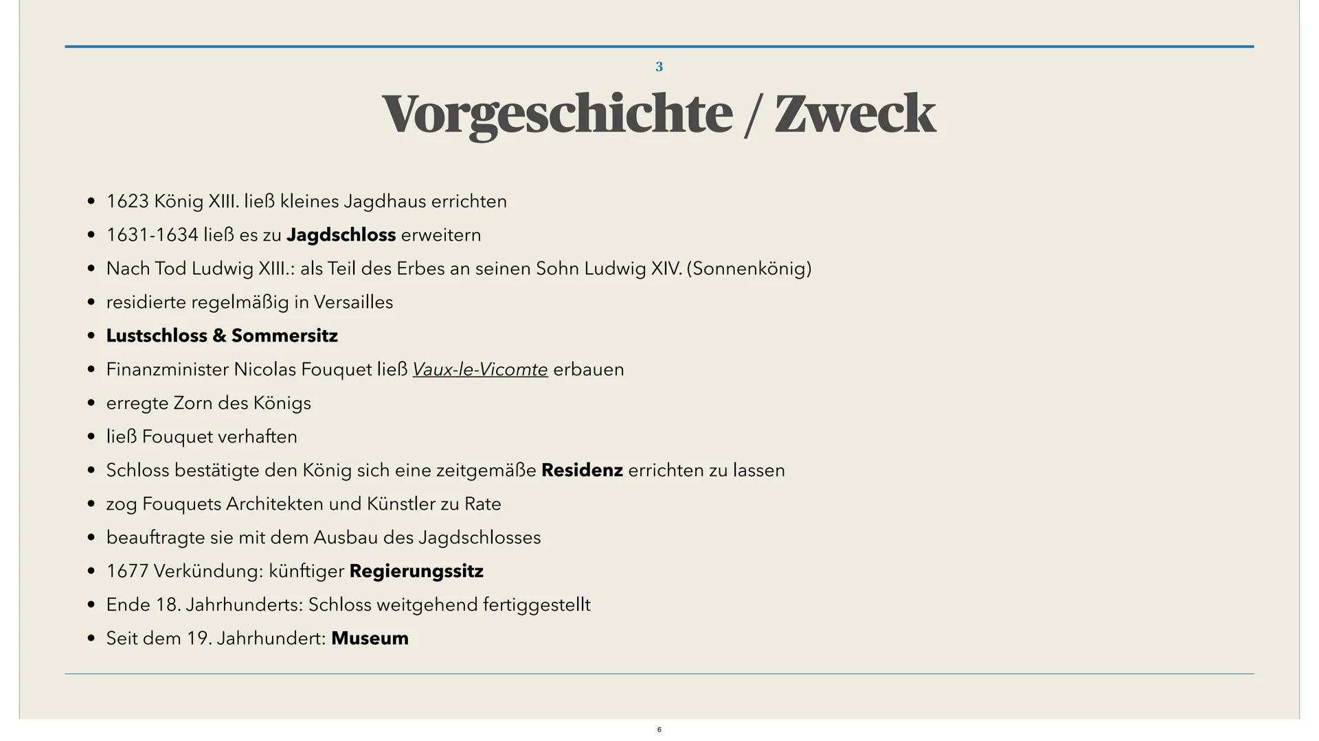 103000
424
in
Schloss Versailles
FLORE 1. Allgemeine Informationen
2. Baustil: Französische Barockarchitektur
3. Vorgeschichte / Zweck
4. Ga