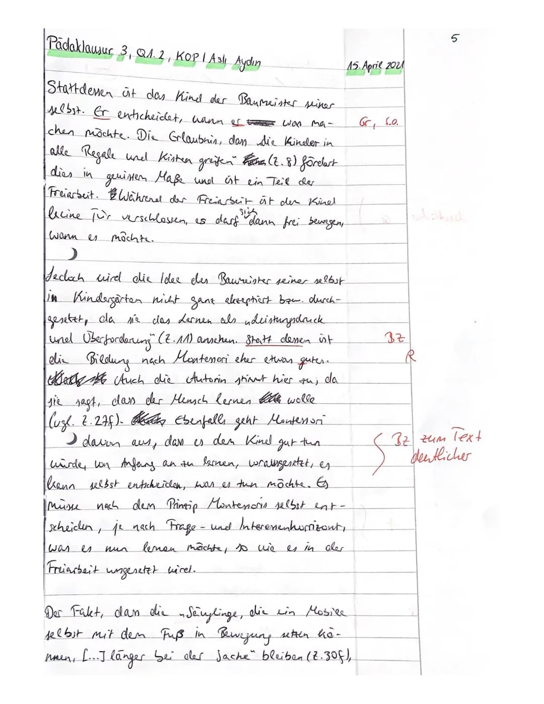 Klausur Nr.3
Jahrgangsstufe Q1.2
Name: ASLI
Teilleistungen - Kriterien
a) Inhaltliche Leistung
Auf. 1
Auf. 2
ANFORDERUNGEN
Der Prüfling
15.0