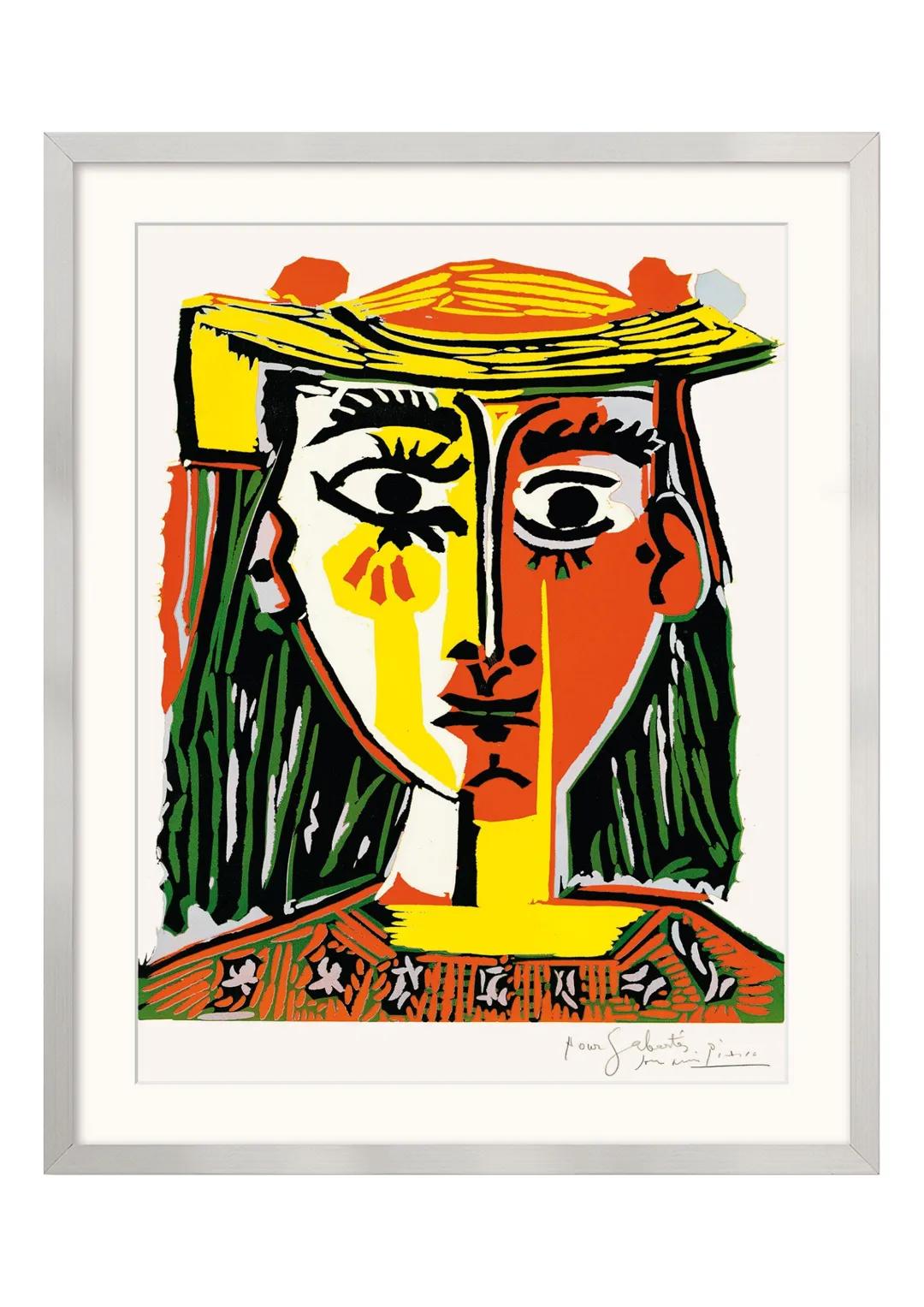 Bildanalyse von ,,Frau mit Pompom-Hut und einer bedruckten Bluse" von
Pablo Picasso
Das Gemälde ,,Frau mit Pompom-Hut und einer bedruckten B