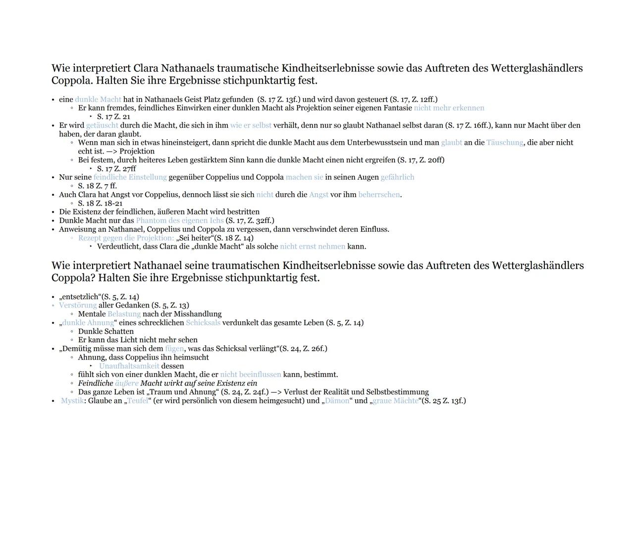 # WECHSEL VOM REALEN ZUM FANTASTISCHEN

•S.7 2. 12 f. ich hörte ihn ja immer die Treppe herautkommen".

→Eventuell eine Einbildung, um den R