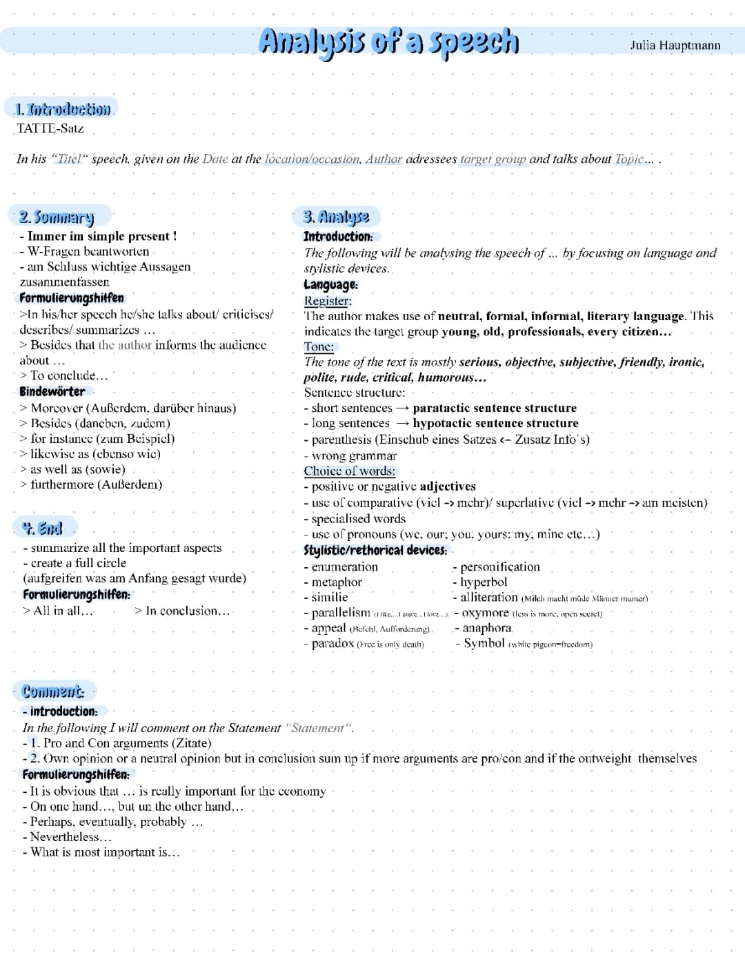 analysis of a speech