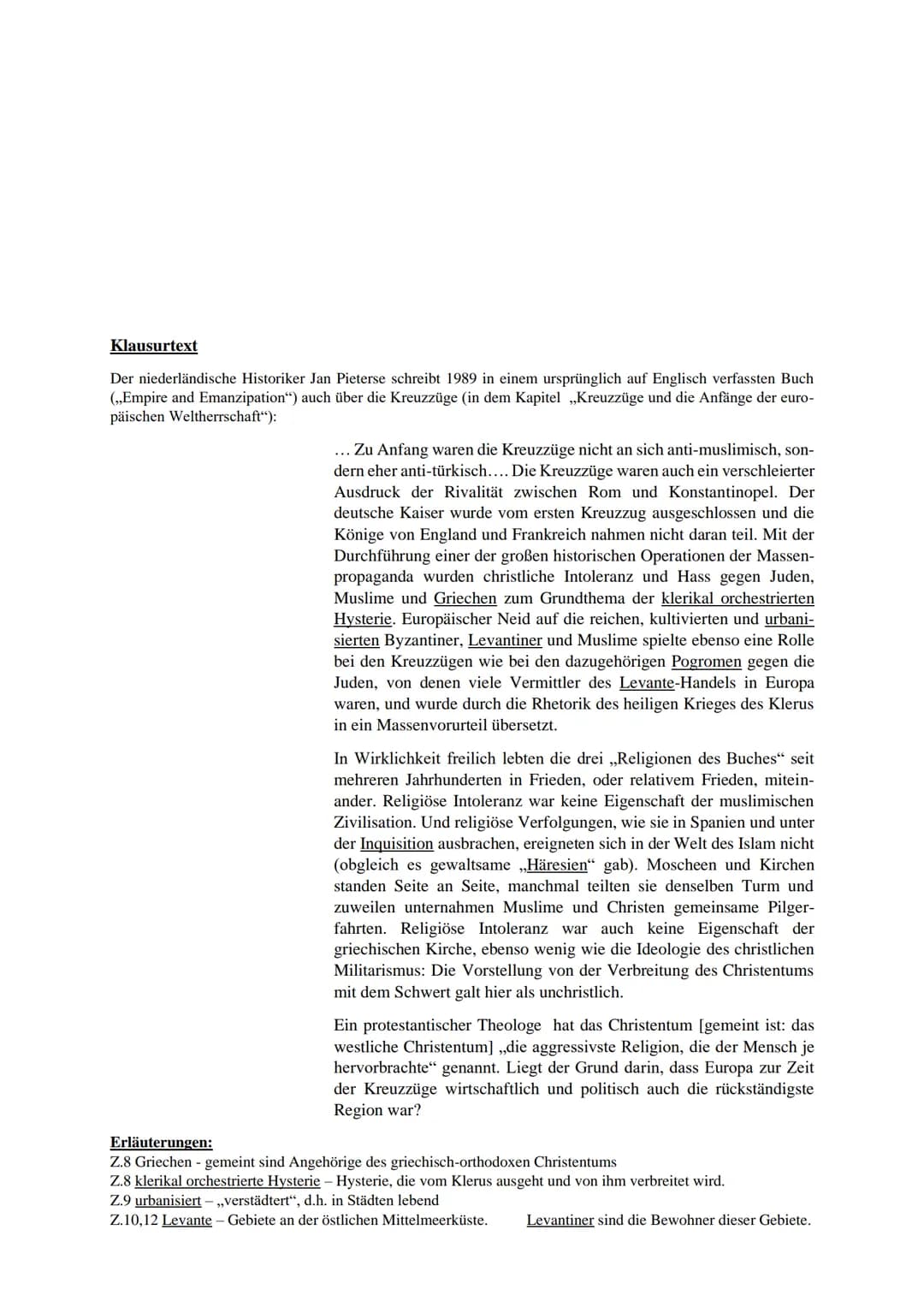 Geschichte GK 11
2.Klausur
Aufgabe 1: Analysiere den folgenden Text, indem du ihn einleitest und die Hauptaussagen und
den Argumentationsgan