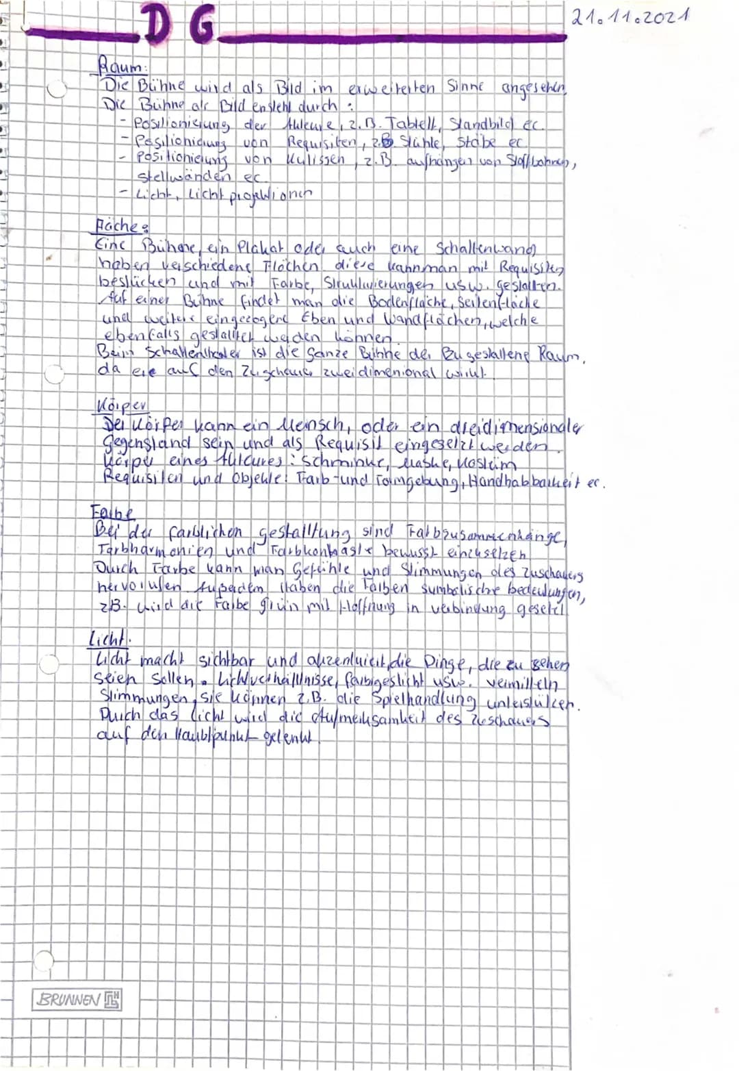 Lernzettel - Darstellen und Gestalten 