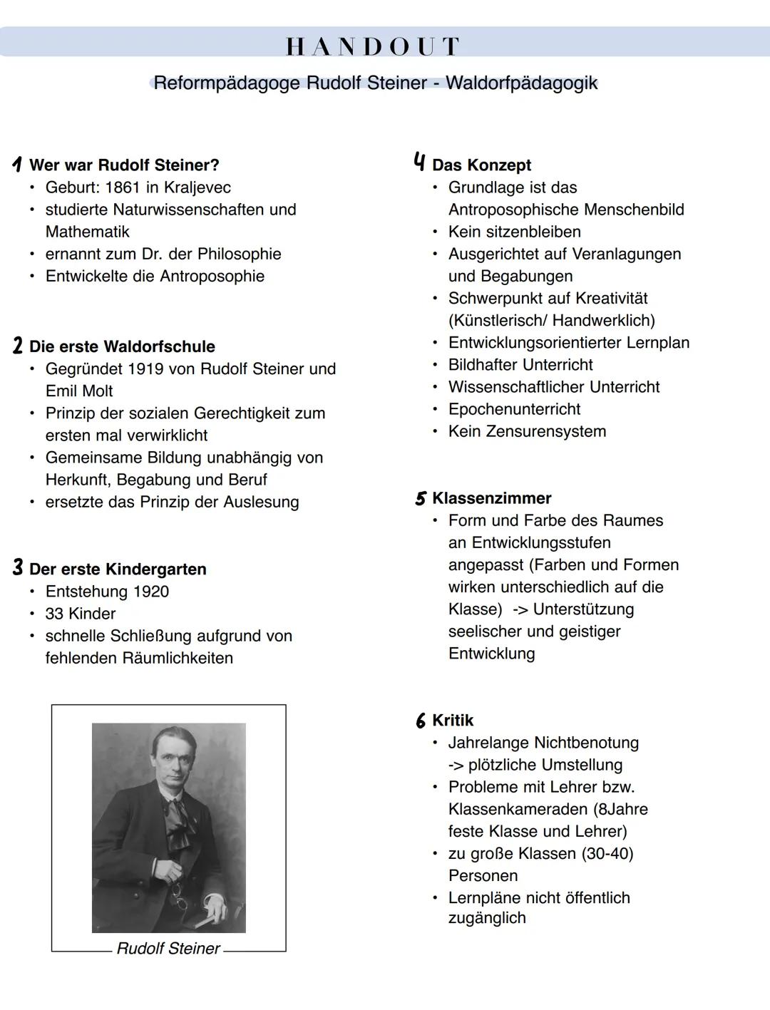 1 Wer war Rudolf Steiner?
Geburt: 1861 in Kraljevec
studierte Naturwissenschaften und
Mathematik
• ernannt zum Dr. der Philosophie
Entwickel