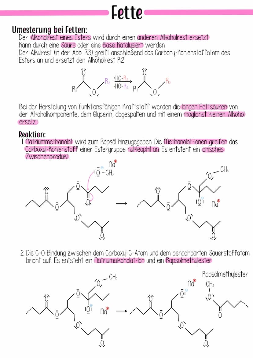 Fette
Allgemeines:
Ester des dreiwertigen Alkohol Glycerin (Propan-1,2,3-triol) und Fettsäuren (Carbonsäure
mit einem langen Alkylrest (10-2