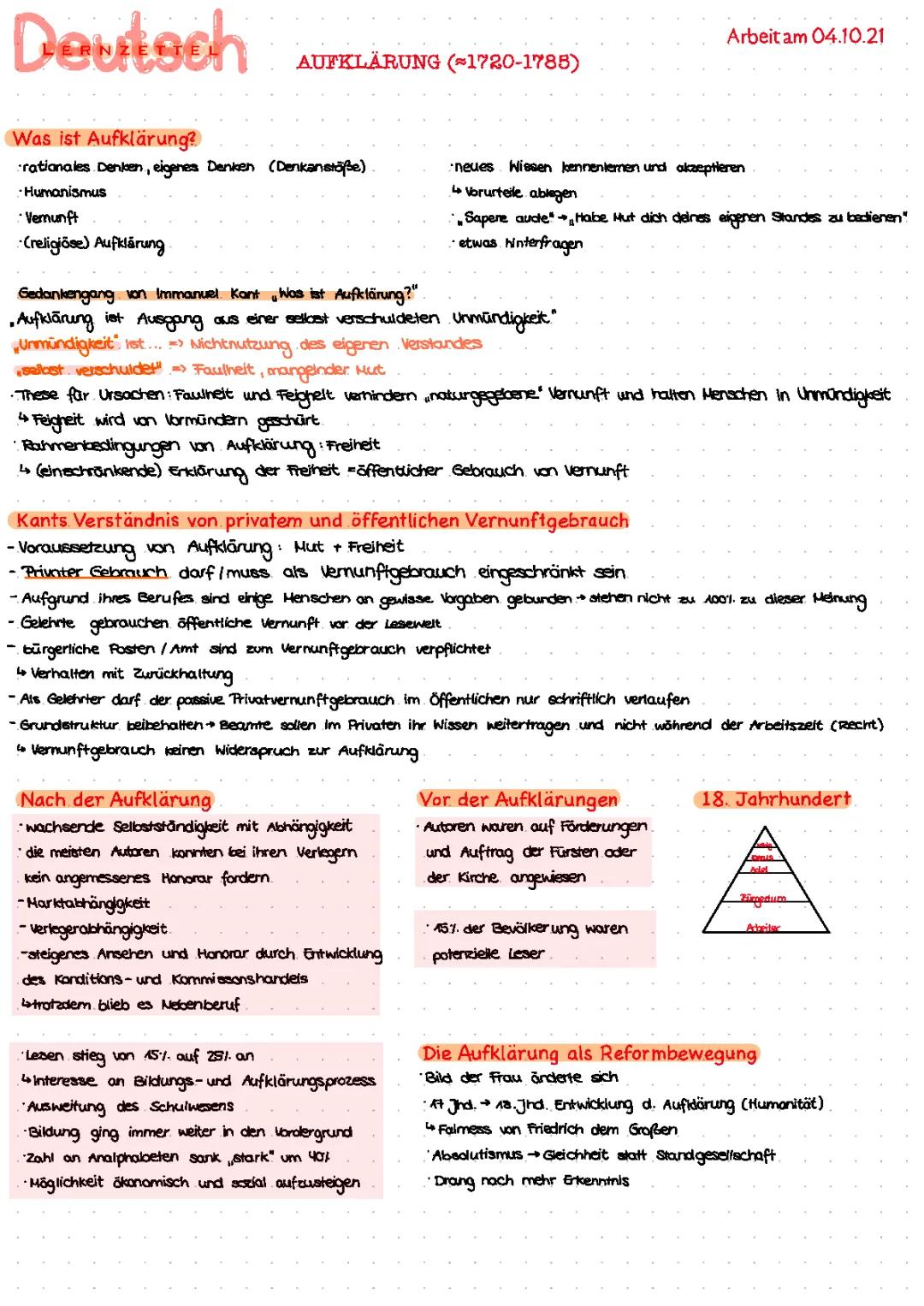 Aufklärung - Kant - Vernunftgebrauch - Analyse - Fabelinterpretation 