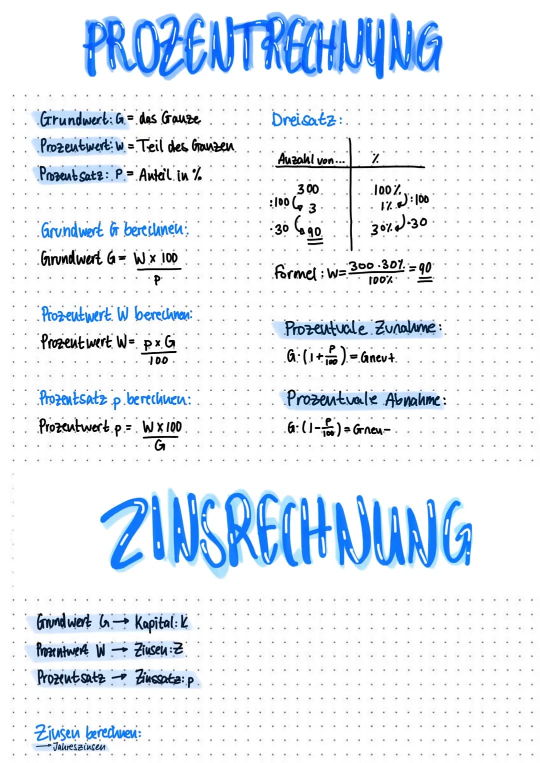PROZENT RECHNUNG
Grundwert: G= das Grauze
Prozentwert w = Teil des Ganzen
Prozentsatz: P = Anteil in %
Grundwert Gr berechnen;
Grundwert G =