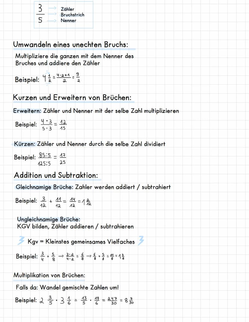 sym er 3 Zähler
57/5
Umwandeln eines unechten Bruchs:
Multipliziere die ganzen mit dem Nenner des
Bruches und addiere den Zähler
Beispiel:
K