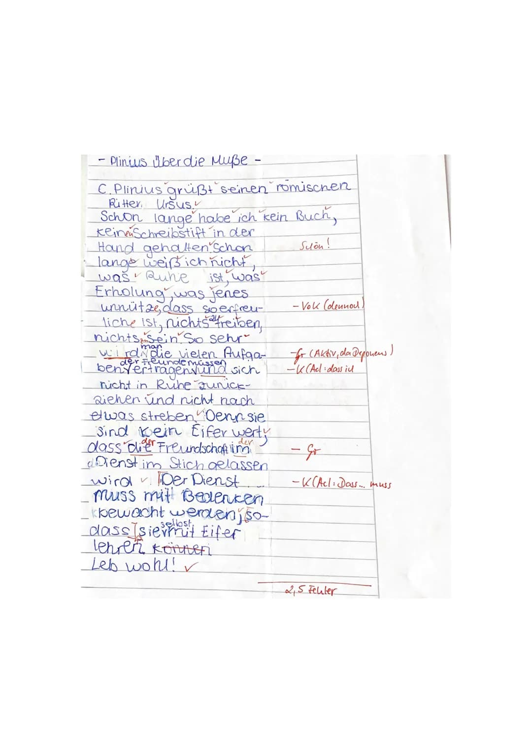 (
Plinius über die Muße
1
2
3
4
5
6
7
C. Plinius Urso suo salutem
Olim non librum in manus, non stilum sumpsi. Olim nescio, quid sit otium, 