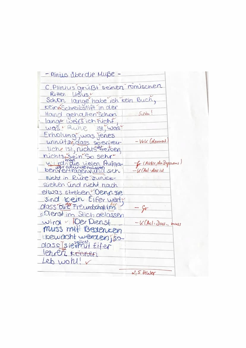 (
Plinius über die Muße
1
2
3
4
5
6
7
C. Plinius Urso suo salutem
Olim non librum in manus, non stilum sumpsi. Olim nescio, quid sit otium, 