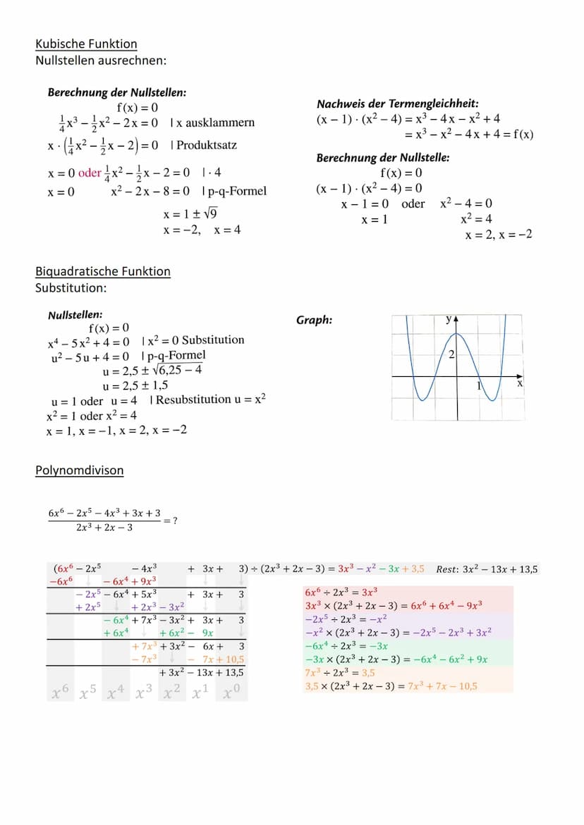Analysis
Definition 1.10
Eine Funktion mit der Gleichung
f(x) = ax + an ₁-1 + ... a₁x + a
heißt ganzrationale Funktion oder
Polynom vom Grad