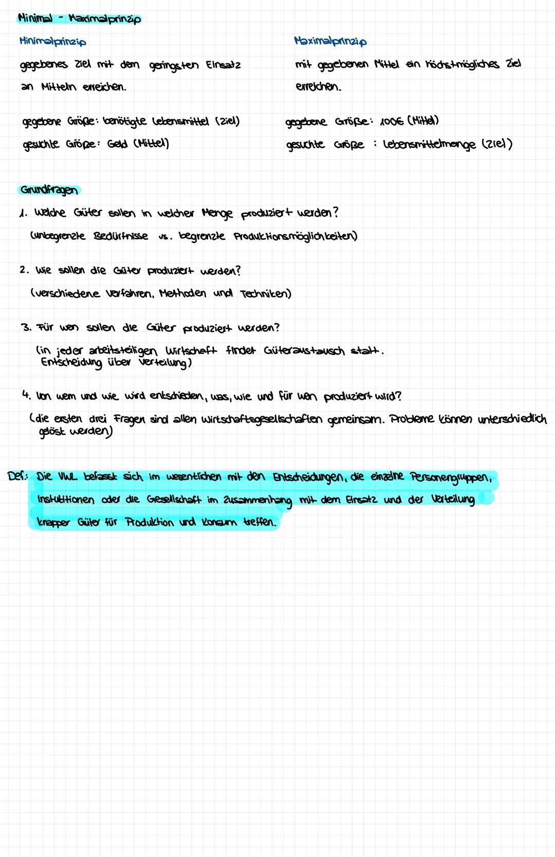 Güterknappheit
freie Güter
2.B. Luft
stehen unbegrenet
zur Verfügung
- verursachen keine
Kosten
- kein Preis
- sind nicht
Gegenstand der
Wir