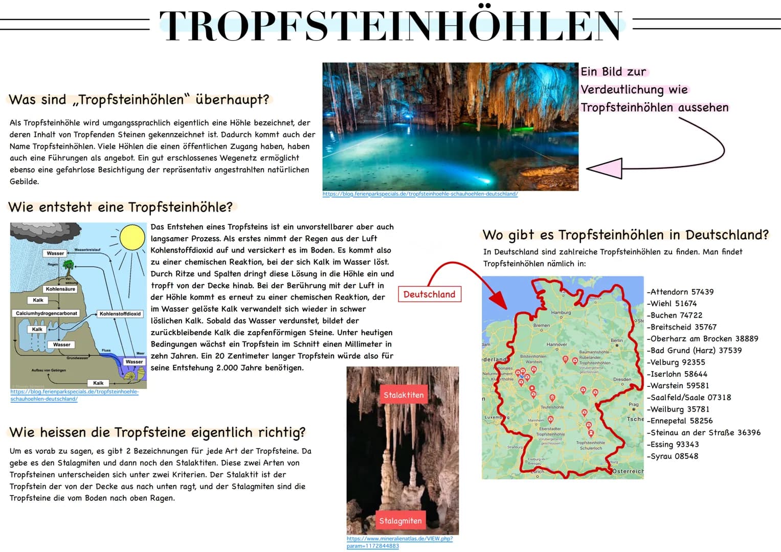 Was sind ,,Tropfsteinhöhlen" überhaupt?
Als Tropfsteinhöhle wird umgangssprachlich eigentlich eine Höhle bezeichnet, der
deren Inhalt von Tr