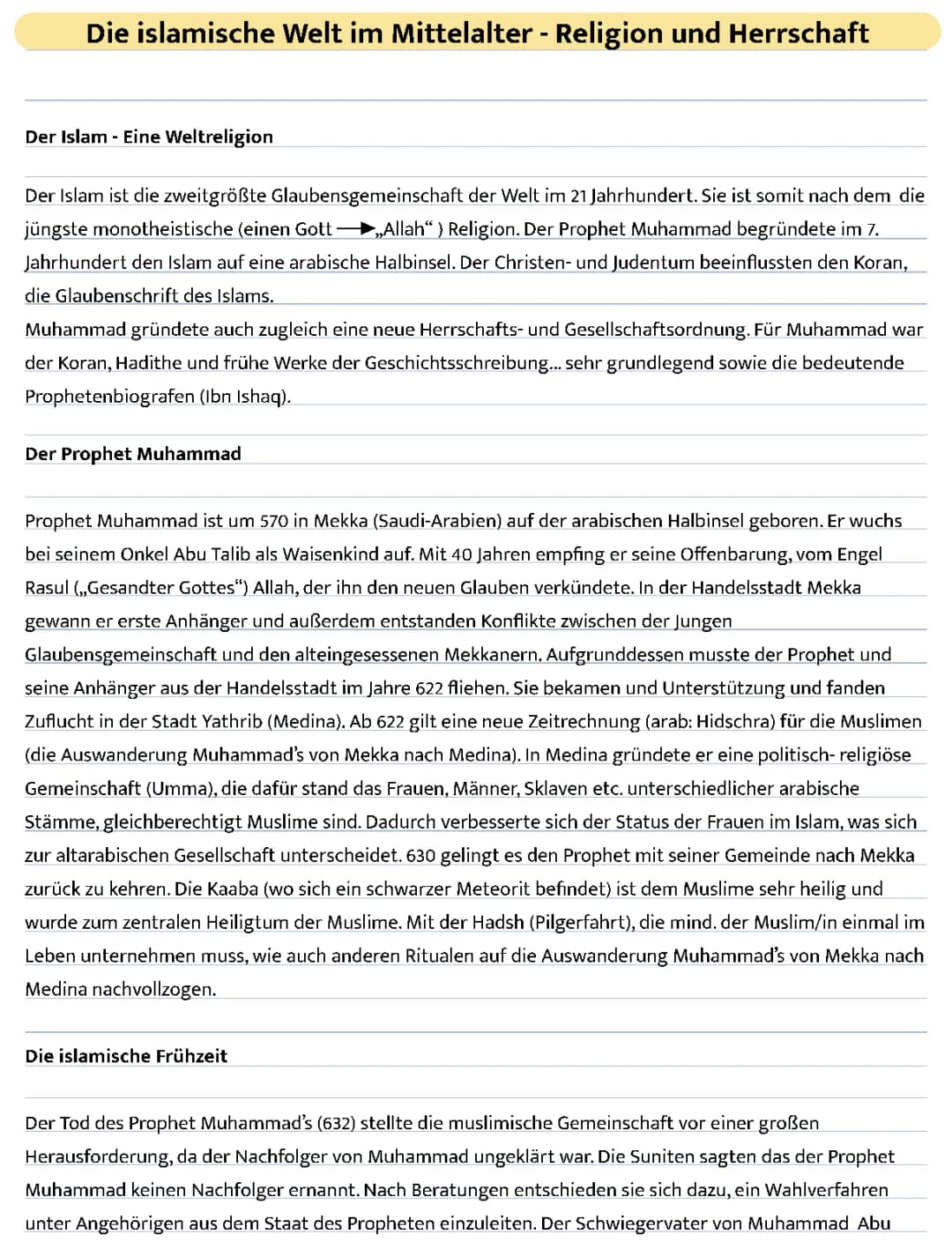 Islam im Mittelalter: Unterricht, Ausbreitung und Muhammad ﷺ