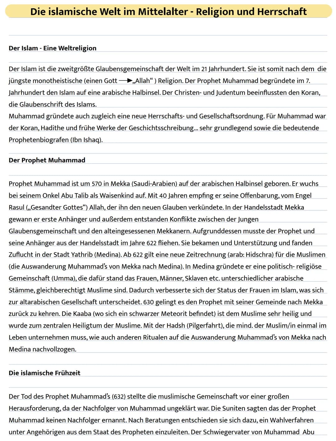 Die islamische Welt im Mittelalter - Religion und Herrschaft
Der Islam - Eine Weltreligion
Der Islam ist die zweitgrößte Glaubensgemeinschaf