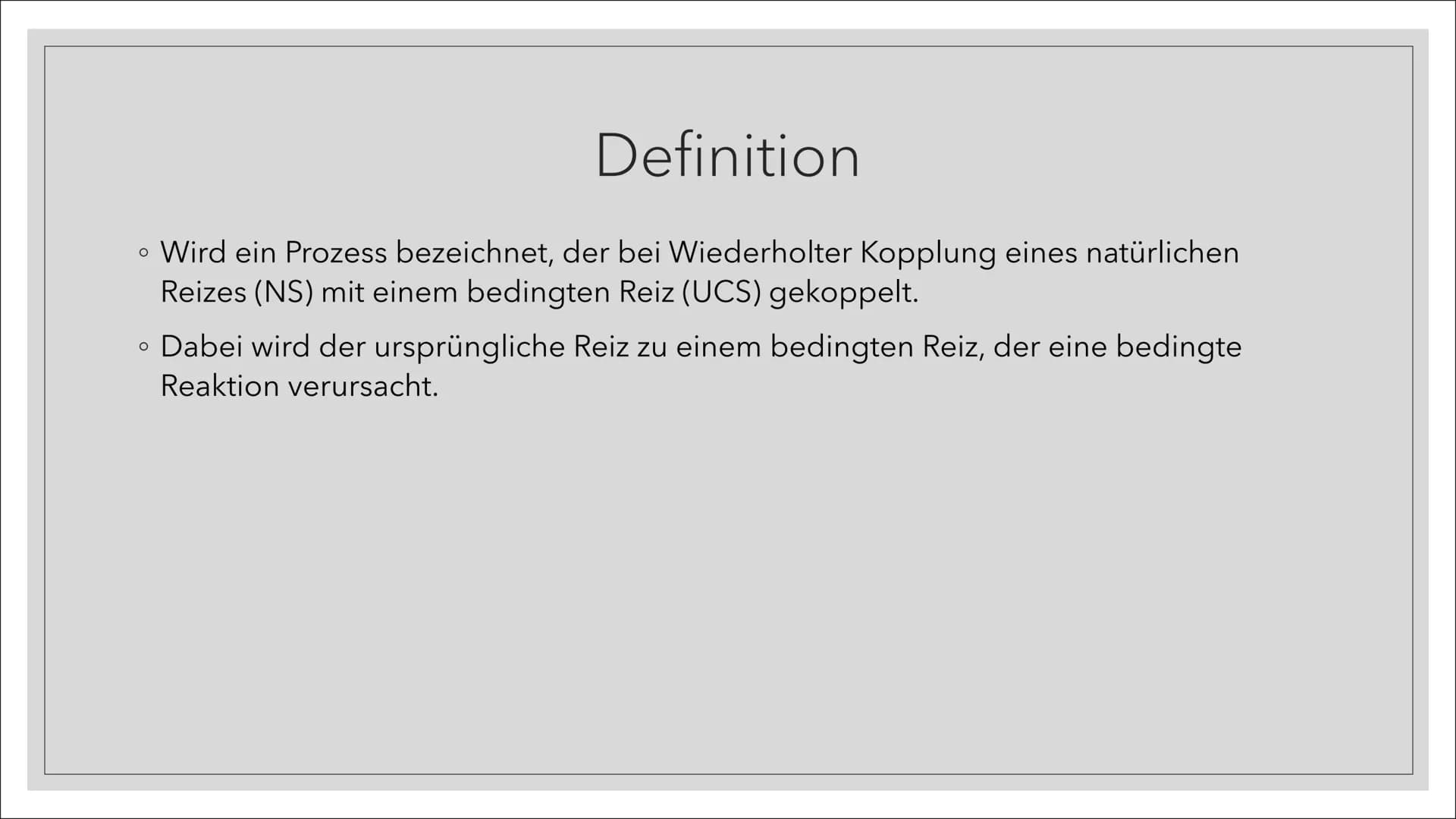 KLASSISCHE KONDITION
1966
Frances Kutz
FOS21 Themen
• Definition
O
Allgemein
• Was wird bei einer Klassischen Kondition gelernt
• Pawlow
O
O