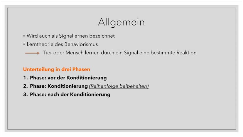 KLASSISCHE KONDITION
1966
Frances Kutz
FOS21 Themen
• Definition
O
Allgemein
• Was wird bei einer Klassischen Kondition gelernt
• Pawlow
O
O