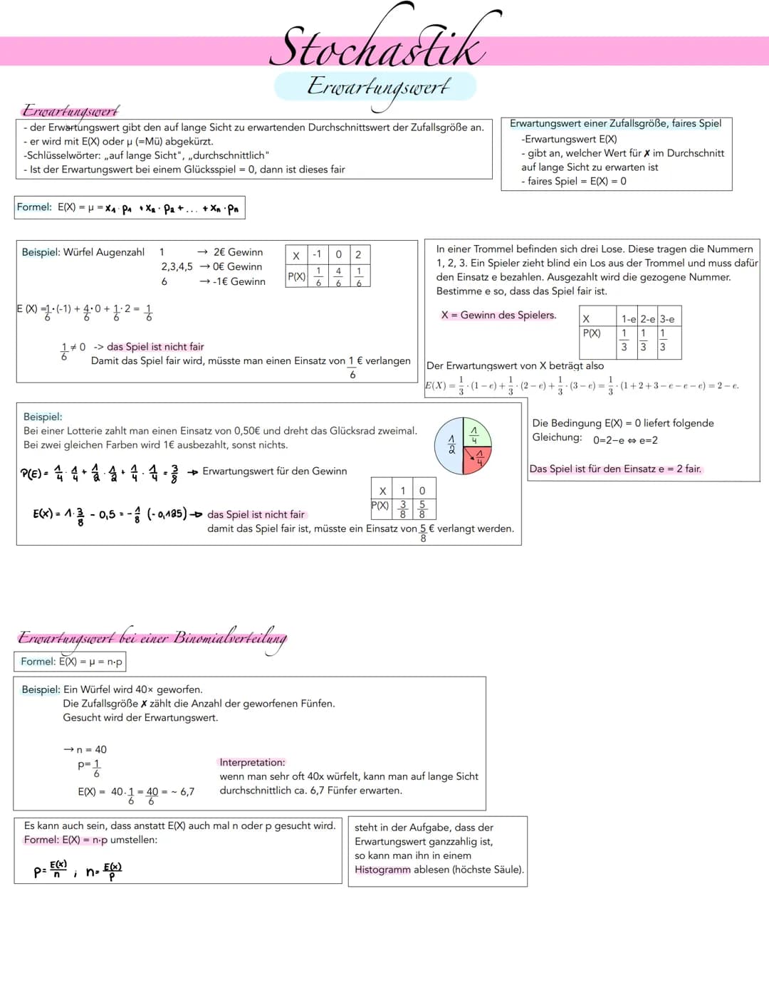 Stochastik
Baumdiagramme
BaumSiagramm
-> Berechnung von Wahrscheinlichkeiten von Ergebnissen mehrstufiger Zufallsexperimente.
mit zurücklege