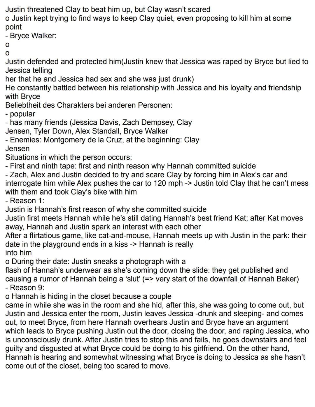 1. Read the skill file section on analysing prose in your book (Camden Town p. 190f., 182f.)
2. Write a characterization about Justin Foley 
