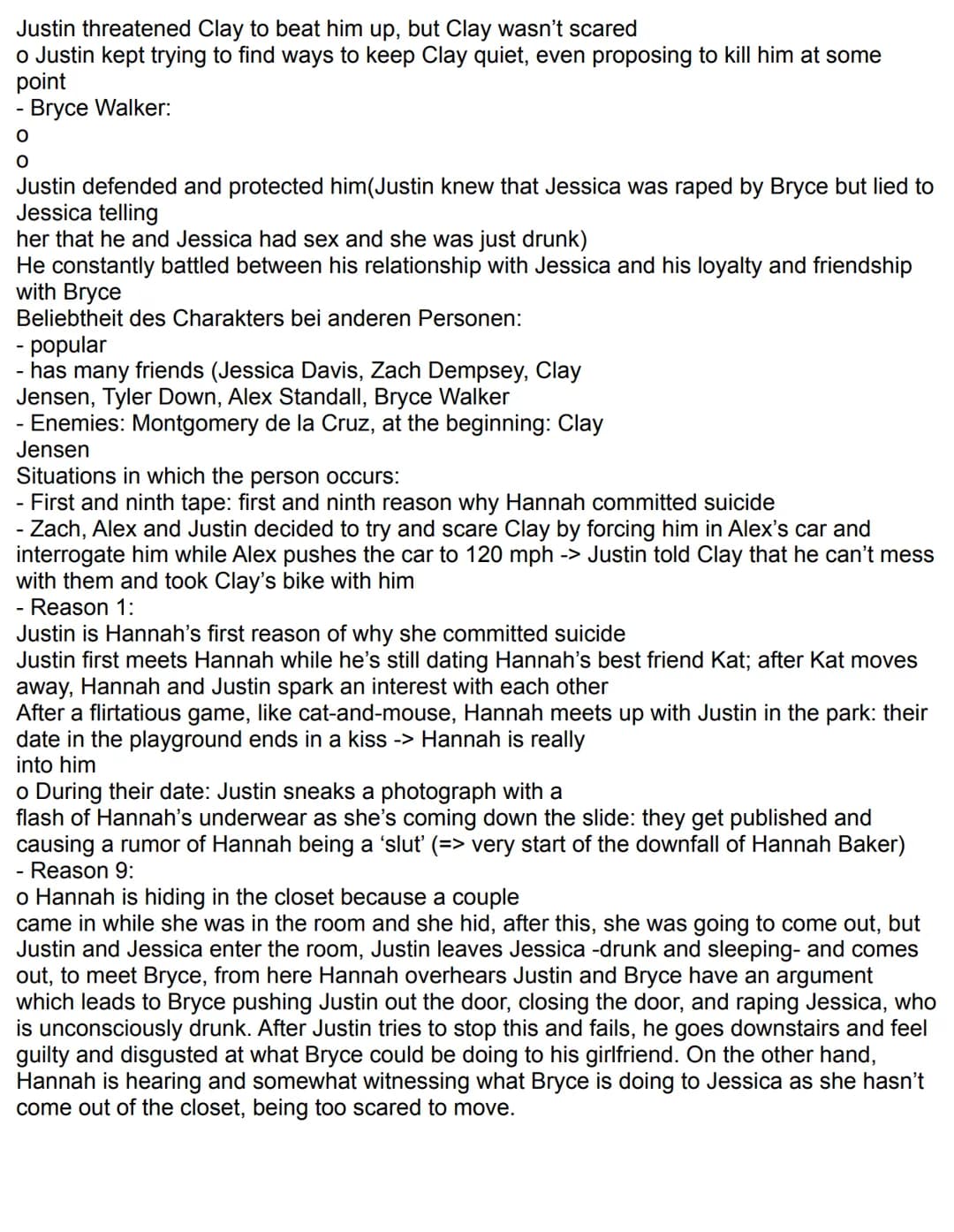 1. Read the skill file section on analysing prose in your book (Camden Town p. 190f., 182f.)
2. Write a characterization about Justin Foley 