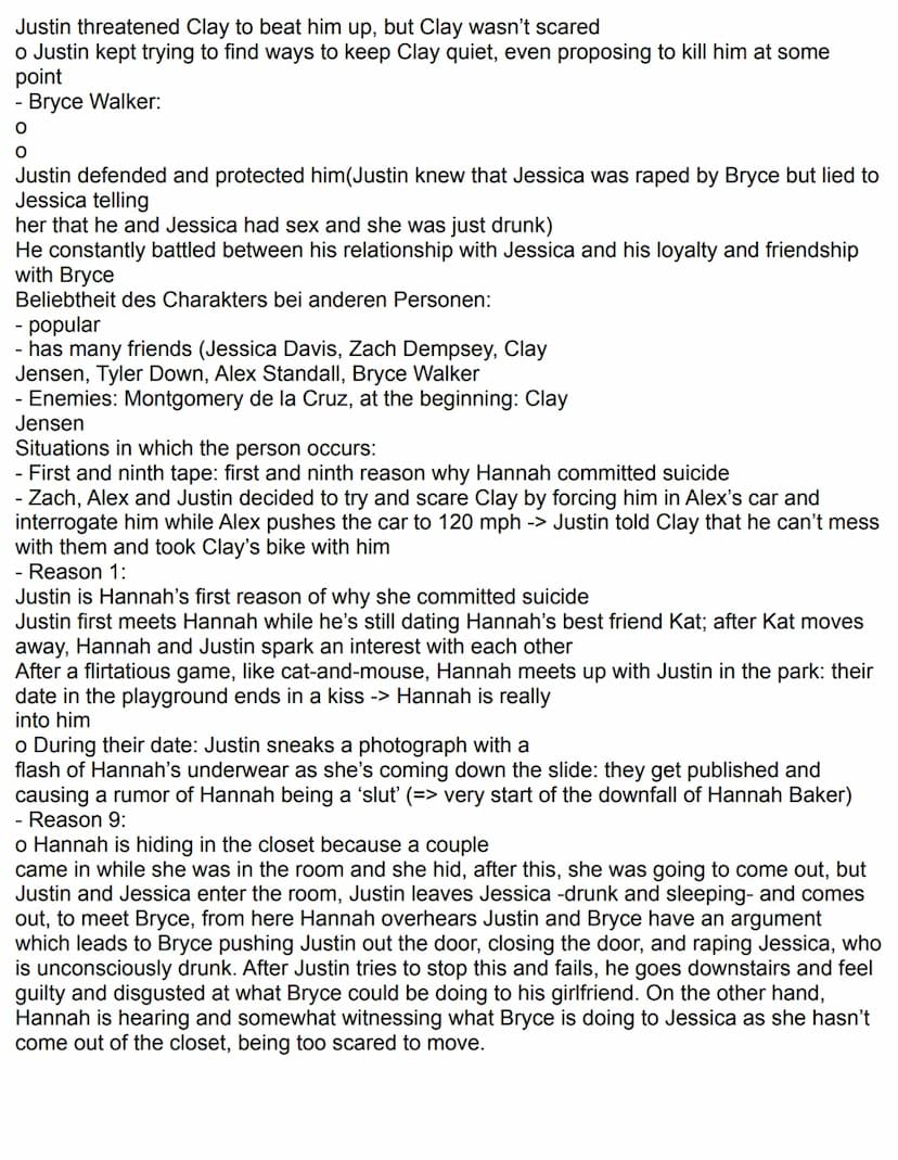 1. Read the skill file section on analysing prose in your book (Camden Town p. 190f., 182f.)
2. Write a characterization about Justin Foley 