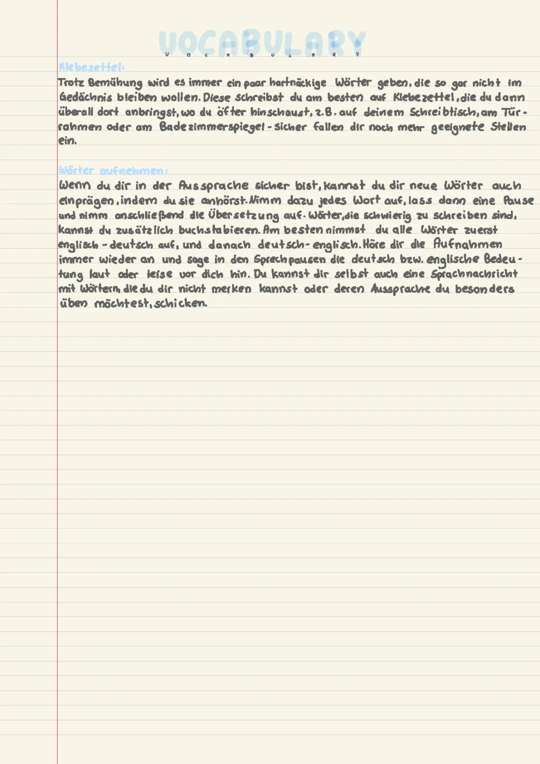 Vokabeln richtig lernen letzter Part