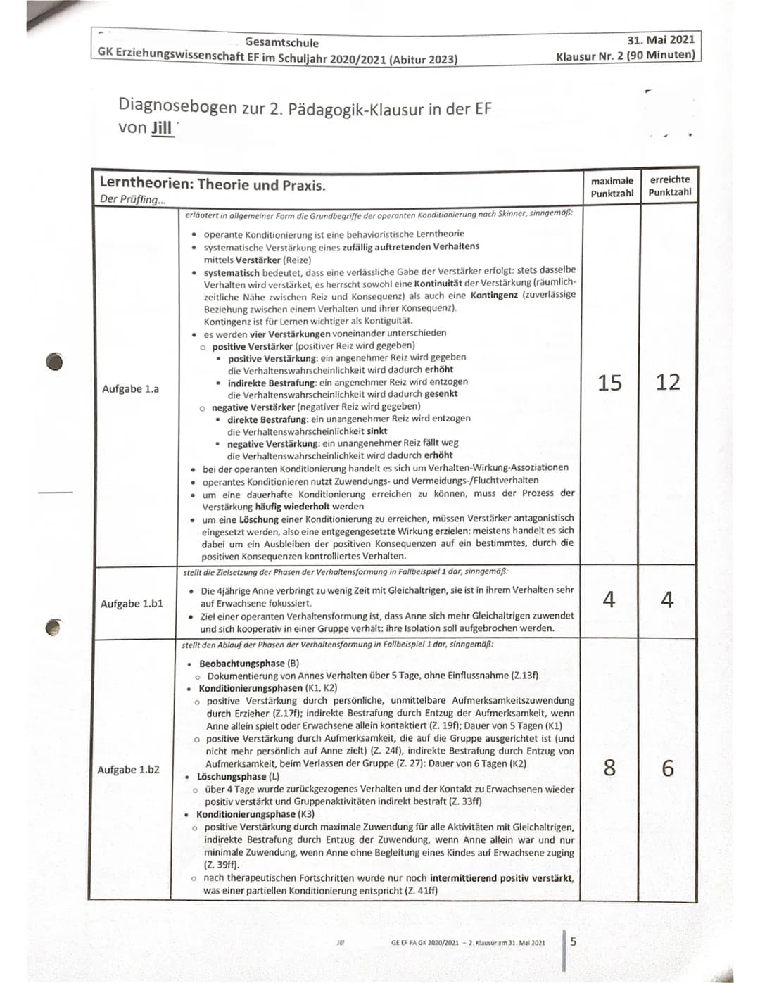 Gesamtschule
GK Erziehungswissenschaft EF im Schuljahr 2020/2021 (Abitur 2023)
40
20
Thema:
Klassisches und operantes Konditionieren - Fallb