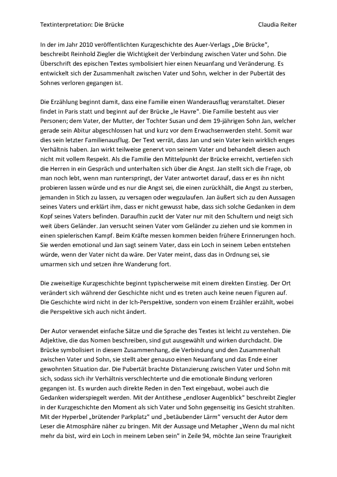 Textinterpretation "Die Brücke"
