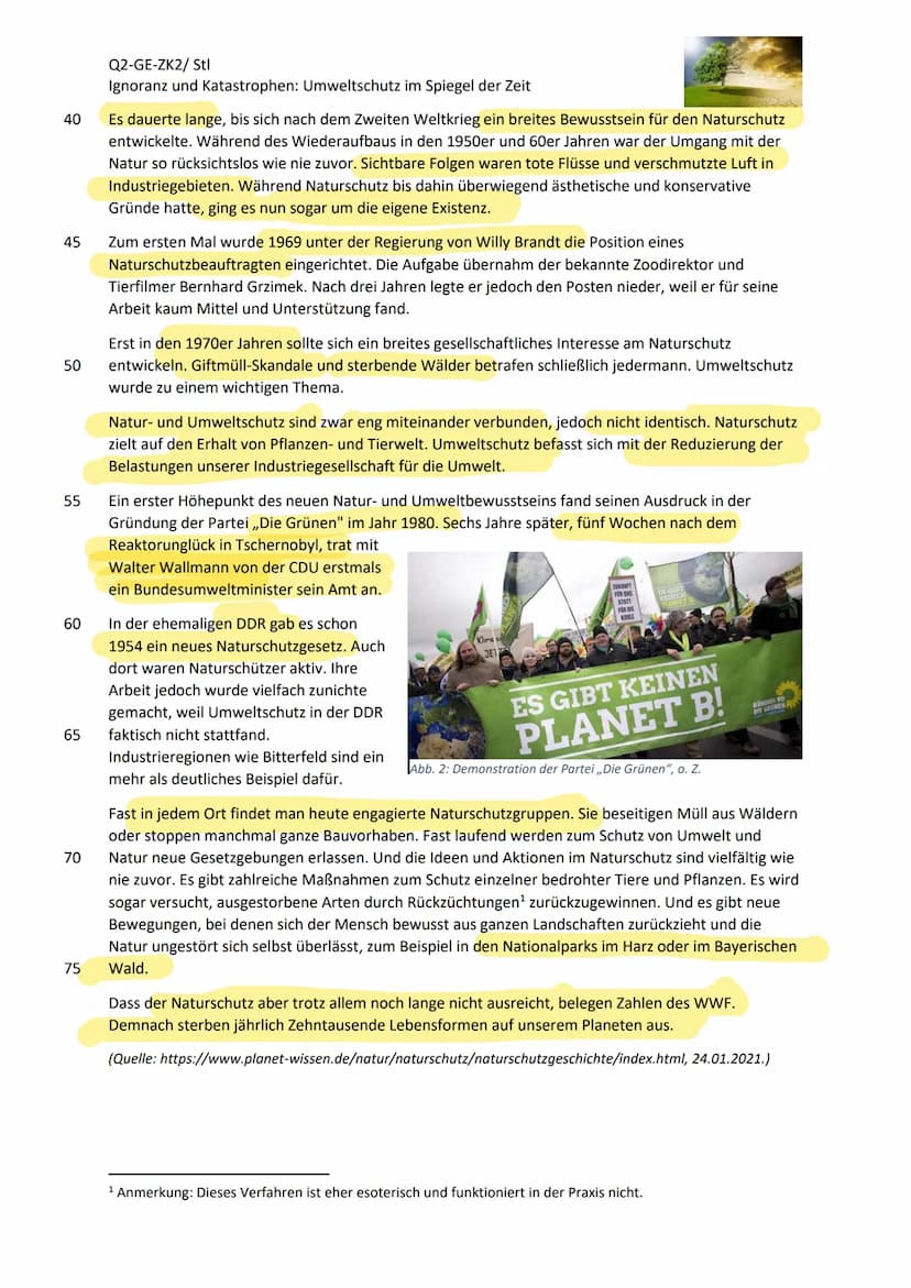 10
Dass Natur nicht nur der
reinen Ausbeutung dient,
5 sondern auch geschützt
werden muss, ist aber
keine neue Erkenntnis
unserer Tage. Die
