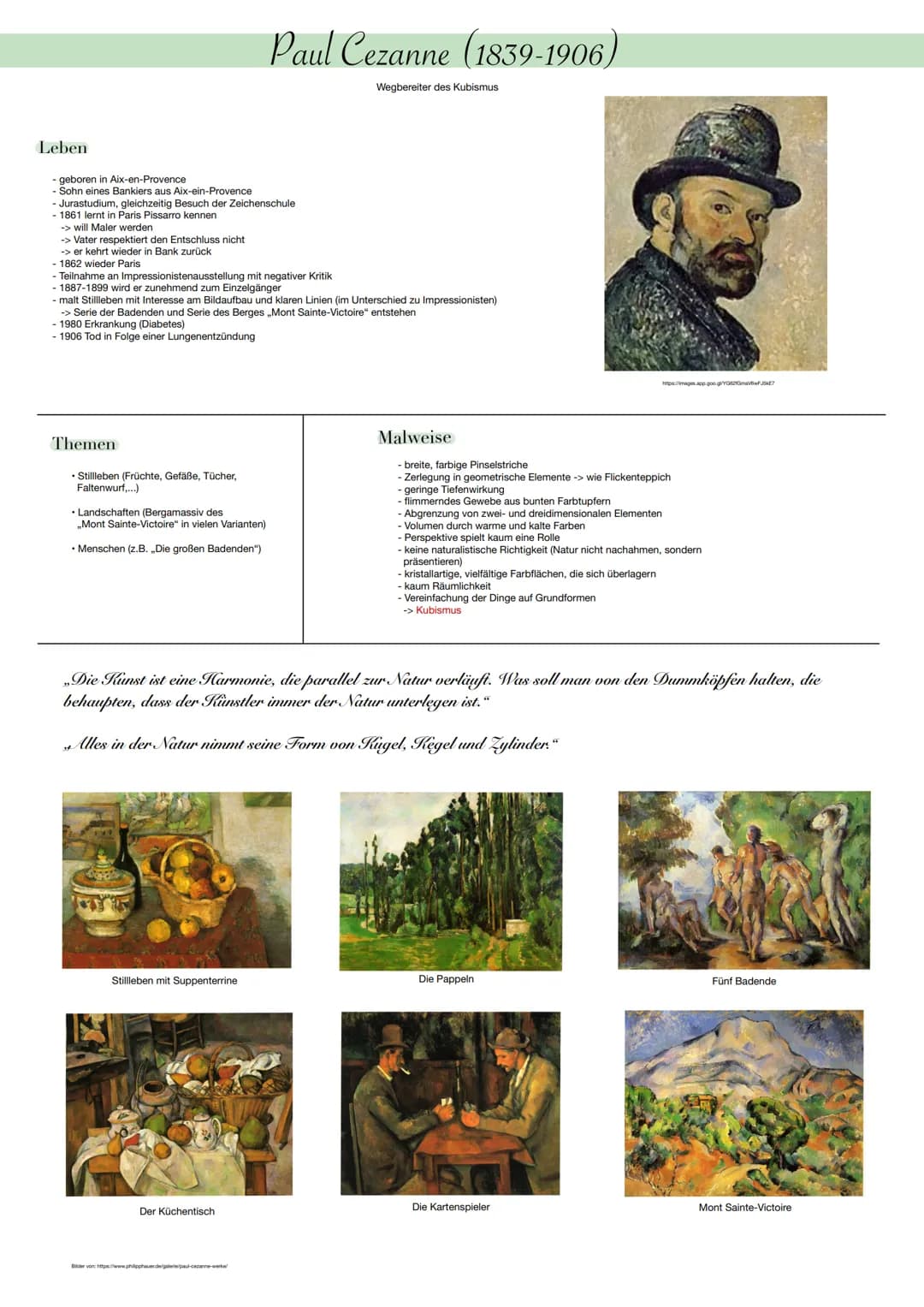 
<p>Paul Cézanne, bekannt als Wegbereiter des Kubismus, wurde in Aix-en-Provence geboren. Er war der Sohn eines Bankiers aus Aix-en-Provence