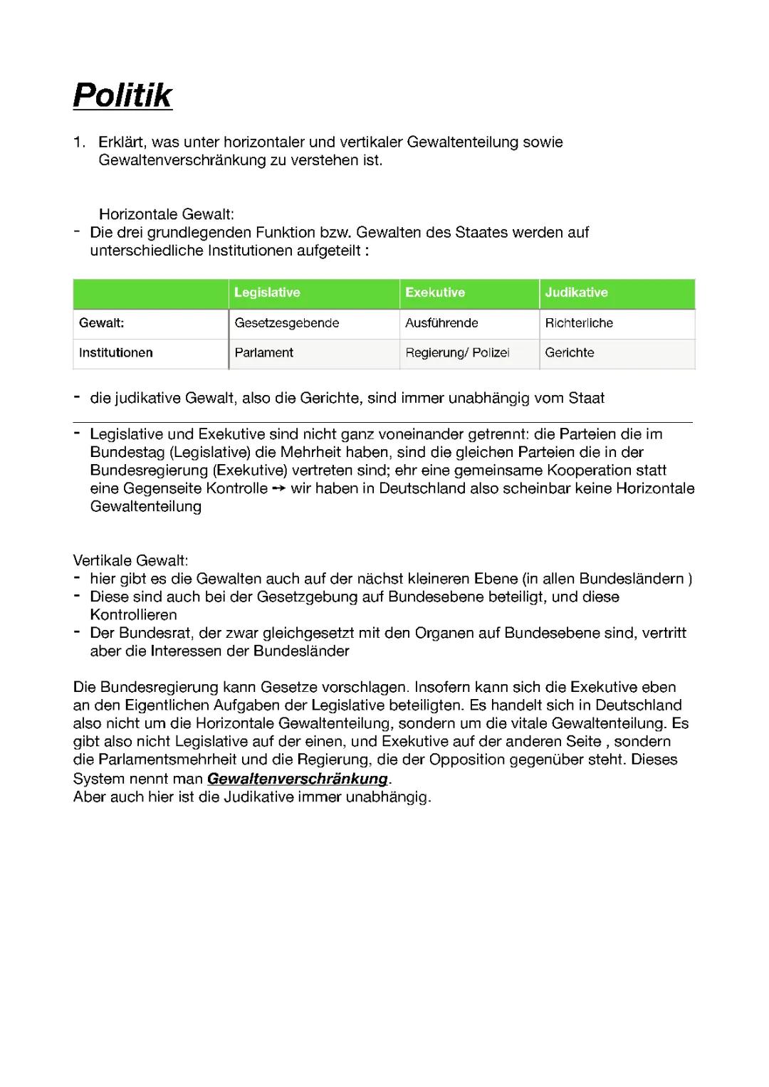 Gewaltenteilung in Deutschland einfach erklärt - Beispiel und Schaubild