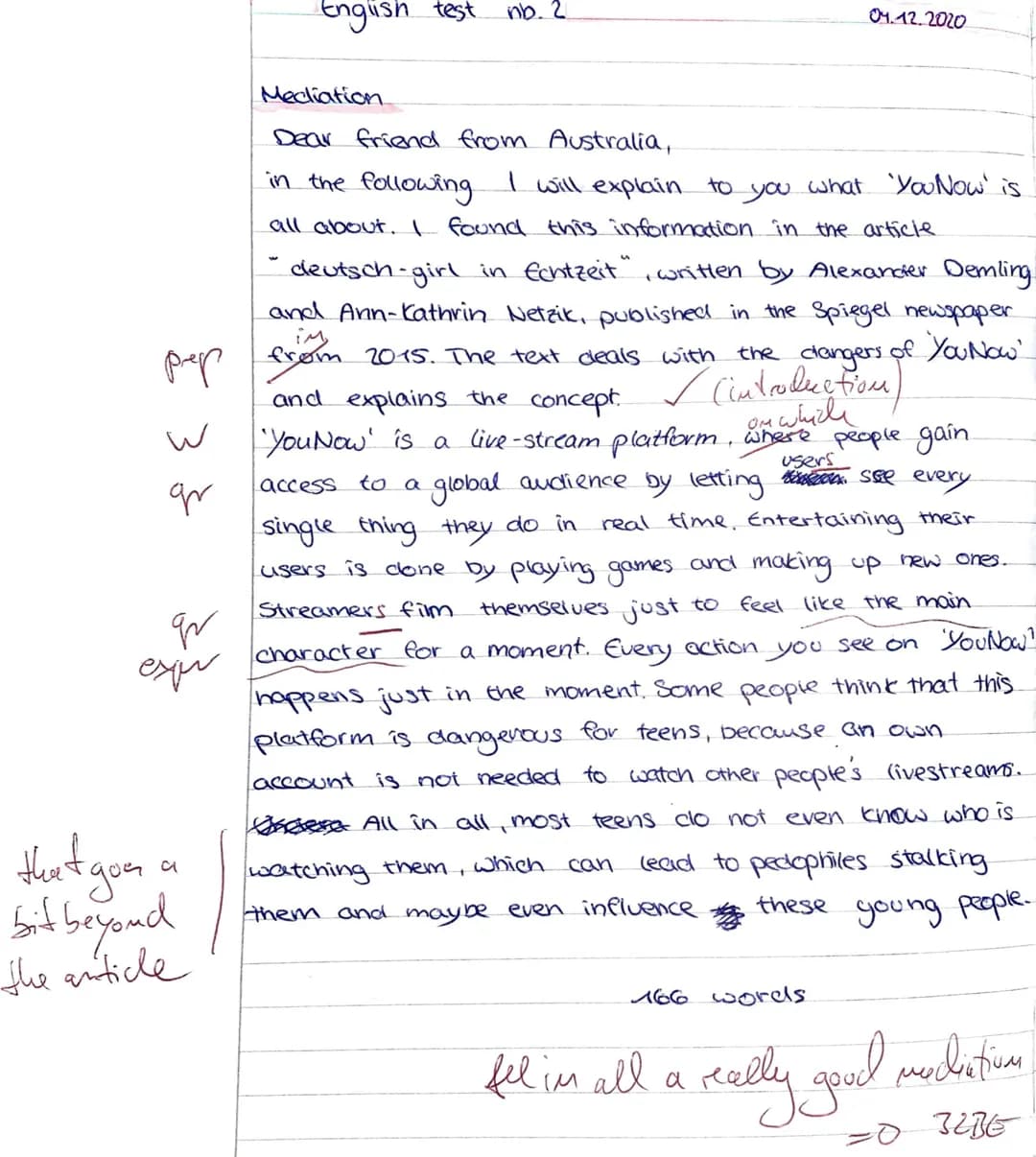 prep
W
gr
qr
expr
a
that goe
bit beyond
the article
English test nb. 2
04.12.2020
Mecliation
Dear friend from Australia,
in the following I 