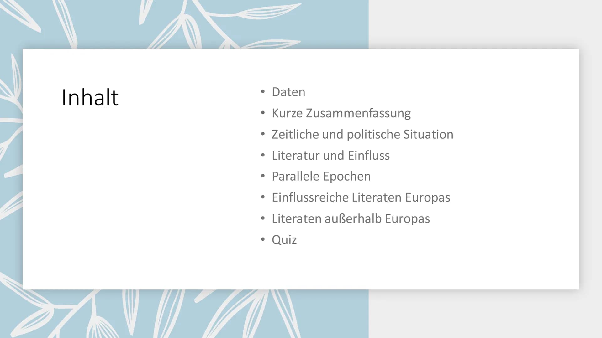 Habe Mut, dich deines eigenen
Verstandes zu bedienen!
Die Aufklärung in Europa als Literaturepoche Inhalt
Daten
• Kurze Zusammenfassung
●
●
