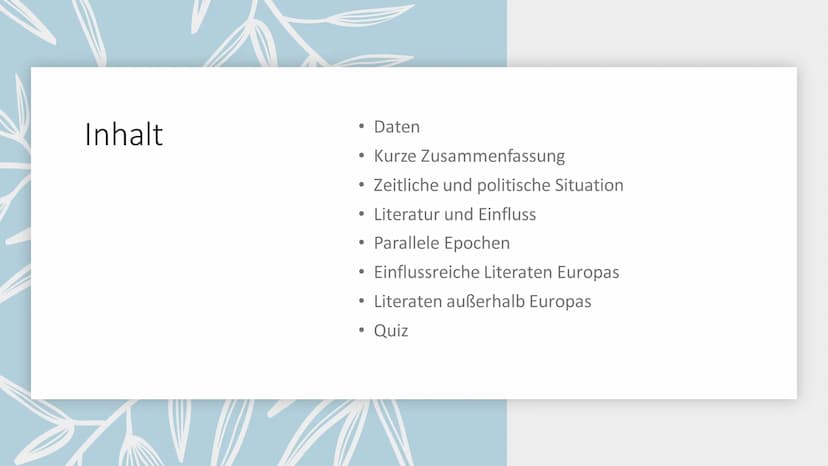 Habe Mut, dich deines eigenen
Verstandes zu bedienen!
Die Aufklärung in Europa als Literaturepoche Inhalt
Daten
• Kurze Zusammenfassung
●
●
