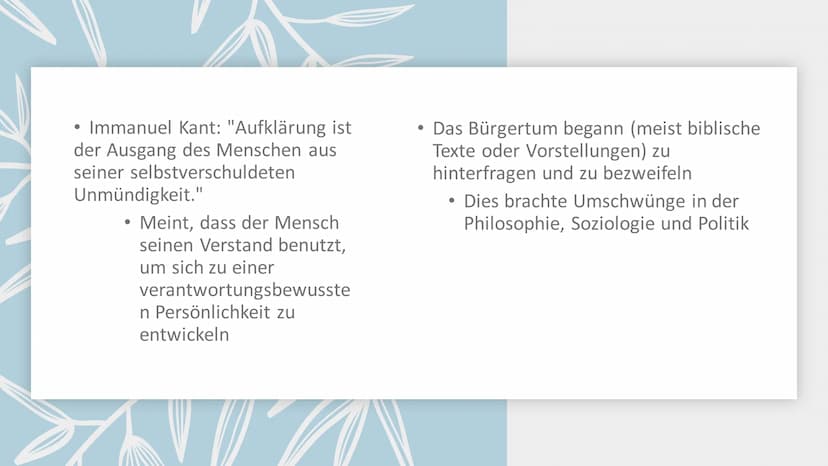 Habe Mut, dich deines eigenen
Verstandes zu bedienen!
Die Aufklärung in Europa als Literaturepoche Inhalt
Daten
• Kurze Zusammenfassung
●
●
