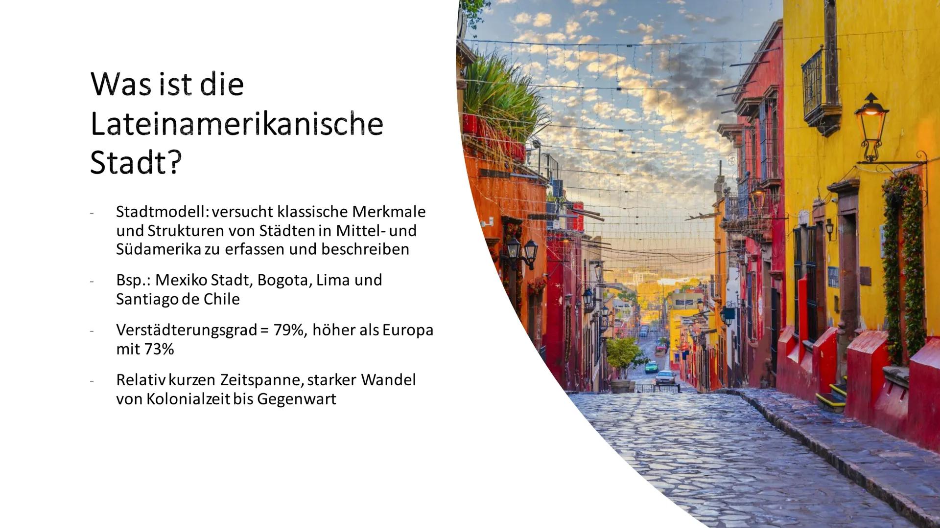 # Die Lateinamerikanische
# Stadt # Inhaltsverzeichnis

- Was ist die Lateinamerikanische Stadt?
- Vor der Kolonialzeit
- Seit der Kolonialz