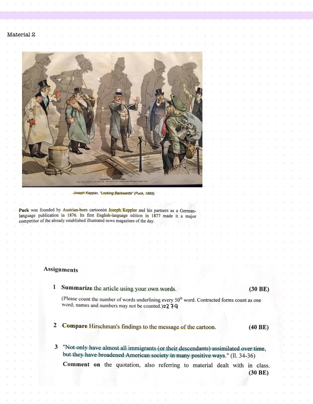 05
Material 1
The impact of immigration on American society
Looking backward to the future
Charles Hirschman, 11 May 2007
10
15
25
USA
Immig