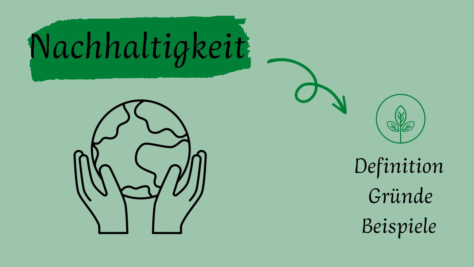 Nachhaltigkeit
Definition
Gründe
Beispiele Handout
NACHHALTIGKEIT
Kern: Prinzip nachdem nicht mehr verbraucht werden darf, als nötig.
Die Be