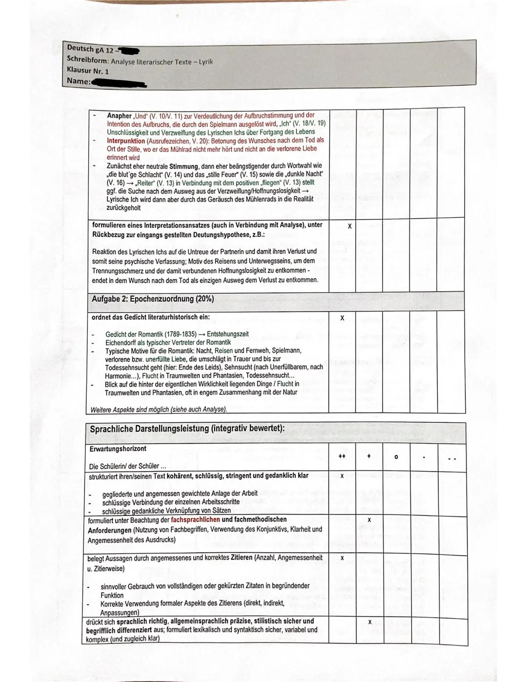 Klausur Nr. 1-1
Name:
Thema
Deutsch
Formale Vorgaben
●
Q1 gA
Analyse eines lyrischen Textes
Aufgabe
1. Analysieren und interpretieren Sie da