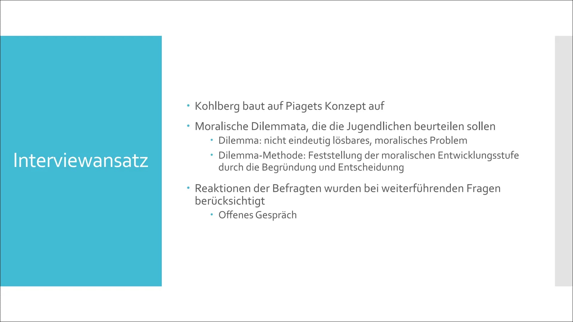 P
?
X
Moralische Entwicklung nach Kohlberg
Eine Präsentation von Lilith Inhaltsverzeichnis
Lawrence Kohlberg
Moralbegriff
Interviewansatz
Mo