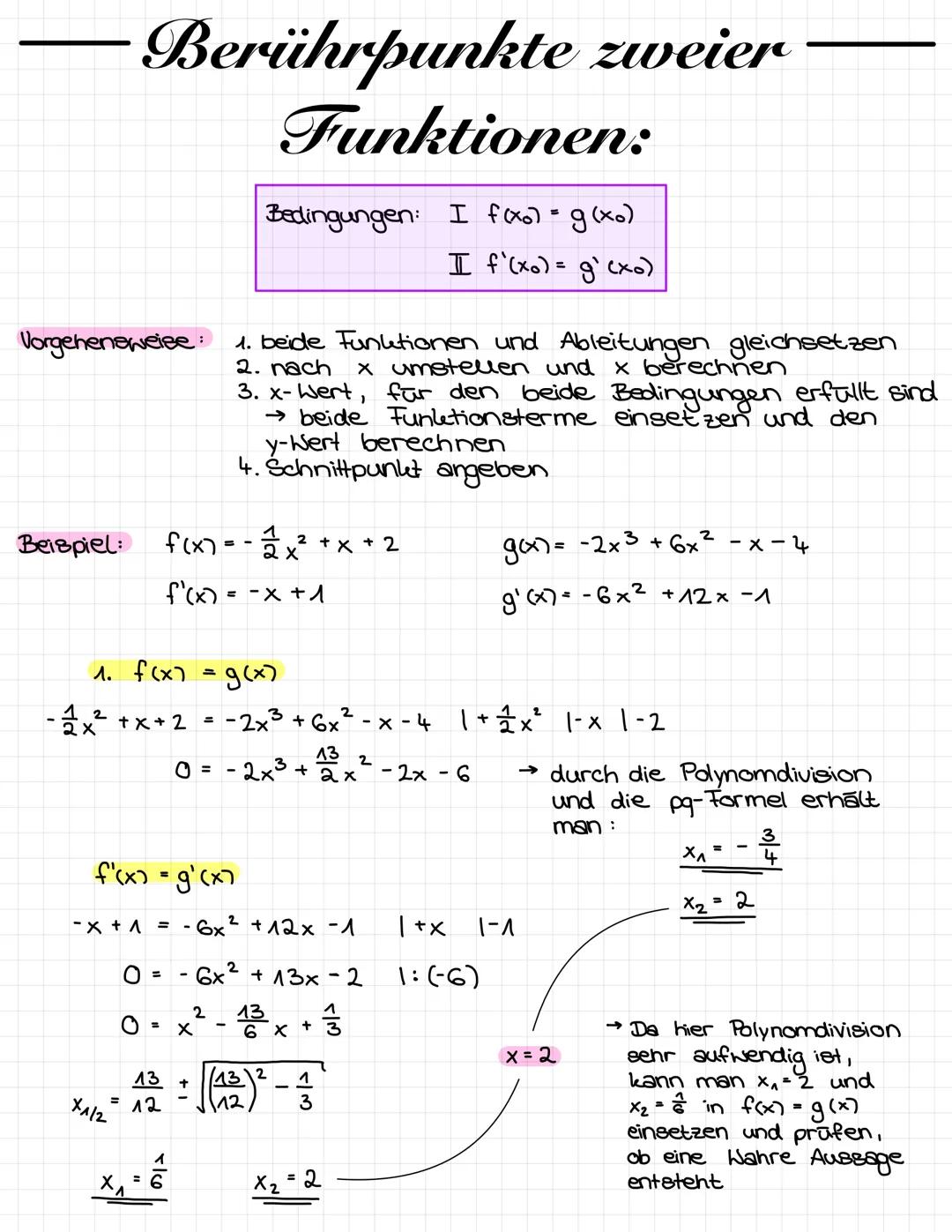 1. Nullstellen:
• Die Schnittstelle einer Funktion mit der
bezeichnet → f(x₂)=0
Allgemeine Vorgehensweise:
Funktionsgleichung 0 setzen → f(x